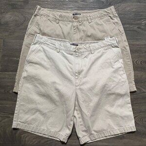 Nautica Mens Beige & Khaki Shorts Bundle Size 40W Classic Fit 9" Inseam Cotton